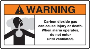 Accuform MFXG342VP ANSI Warning Fire Safety Sign: Carbon Dioxide Gas Can Cause Injury Or Death