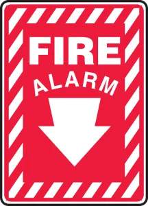 Accuform MFXG501VP Safety Sign: Fire Alarm (Down Arrow)