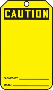Accuform MGT200PTM OSHA Caution Safety Tags: Blank Yellow