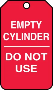 Accuform MGT202PTM Cylinder Status Safety Tag: Empty Cylinder- Do Not Use