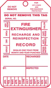 Accuform MGT210CTM Fire Inspection Safety Tag: Fire Extinguisher Record
