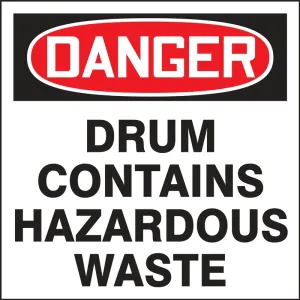 Accuform MHZW105PSP OSHA Danger Drum & Container Labels: Drum Contains Hazardous Waste