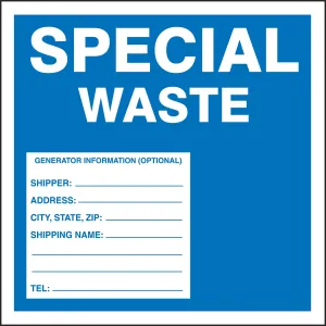 Accuform MHZW13EVC Hazardous Waste Label: Special Waste