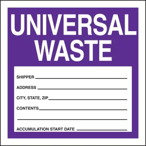 Accuform MHZW16EVP Safety Label: Universal Waste
