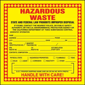 Accuform MHZWCAPSC Hazardous Waste Label: Hazardous Waste (Chemical Properties)