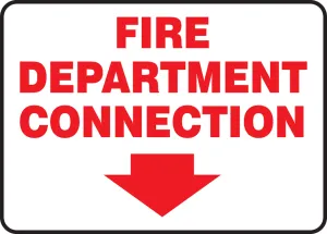 Accuform MLFX901GP FDC Reflective Sign: Fire Department Connection (Arrow)