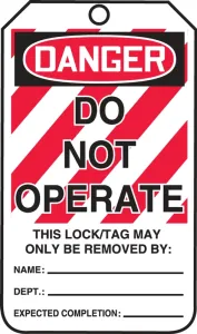 Accuform MLT400LTM OSHA Danger Lockout Safety Tags: Do Not Operate