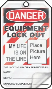 Accuform MLT603LCP OSHA Danger Self-Laminating Tag: Equipment Lock Out