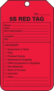 Accuform MMT105CTM 5S Red Tags