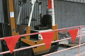 Accuform MPBT035 OSHA-Compliant Pennant Rope Flag Tape: (Flourescent Orange Or Yellow)