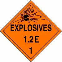 Accuform MPL113MG1 DOT Placard: Hazard Class 1 - Explosives & Blasting Agents (1.2E)
