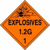 Accuform MPL115RM1 DOT Placard: Hazard Class 1 - Explosives & Blasting Agents (1.2G)