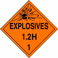 Accuform MPL116MG100 DOT Placard: Hazard Class 1 - Explosives & Blasting Agents (1.2H)