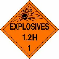 Accuform MPL116RM10 DOT Placard: Hazard Class 1 - Explosives & Blasting Agents (1.2H)