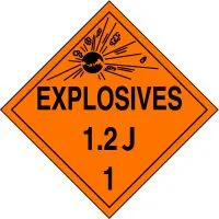 Accuform MPL117MG100 DOT Placard: Hazard Class 1 - Explosives & Blasting Agents (1.2J)