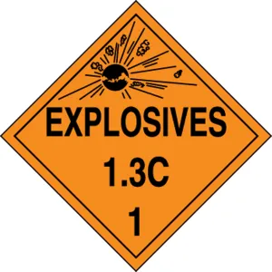 Accuform MPL120RM1 DOT Placard: Hazard Class 1 - Explosives & Blasting Agents (1.3C)