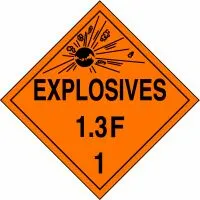 Accuform MPL121MG1 DOT Placard: Hazard Class 1 - Explosives & Blasting Agents (1.3F)