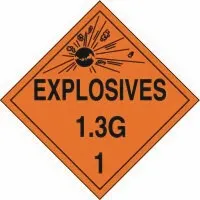 Accuform MPL122RM1 DOT Placard: Hazard Class 1 - Explosives & Blasting Agents (1.3G)
