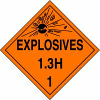 Accuform MPL123MG100 DOT Placard: Hazard Class 1 - Explosives & Blasting Agents (1.3H)