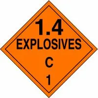 Accuform MPL128CT1 DOT Placard: Hazard Class 1 - Explosives & Blasting Agents (1.4C)