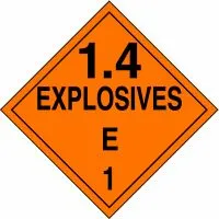 Accuform MPL130CT1 DOT Placard: Hazard Class 1 - Explosives & Blasting Agents (1.4E)