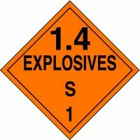 Accuform MPL133CT1 DOT Placard: Hazard Class 1 - Explosives & Blasting Agents (1.4S)
