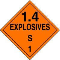 Accuform MPL133MG100 DOT Placard: Hazard Class 1 - Explosives & Blasting Agents (1.4S)