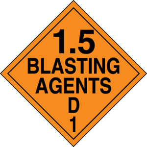 Accuform MPL134MG100 DOT Placard: Hazard Class 1 - Explosives & Blasting Agents (1.5D)