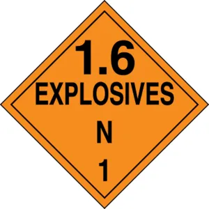 Accuform MPL135RM50 DOT Placard: Hazard Class 1 - Explosives & Blasting Agents (1.6N)
