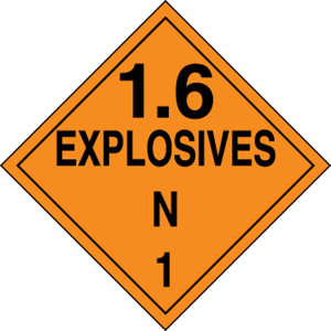 Accuform MPL135VS100 DOT Placard: Hazard Class 1 - Explosives & Blasting Agents (1.6N)