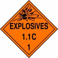 Accuform MPL13MG1 DOT Placard: Hazard Class 1 - Explosives & Blasting Agents (1.1C)