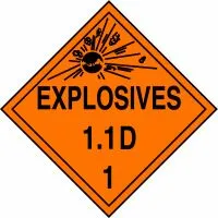 Accuform MPL14RM10 DOT Placard: Hazard Class 1 - Explosives & Blasting Agents (1.1D)
