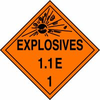 Accuform MPL15MG100 DOT Placard: Hazard Class 1 - Explosives & Blasting Agents (1.1E)