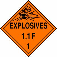 Accuform MPL16MG100 DOT Placard: Hazard Class 1 - Explosives & Blasting Agents (1.1F)