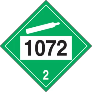 Accuform MPL722VP1 4-Digit DOT Placard: Hazard Class 2 - 1072 (Oxygen)