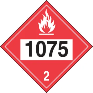 Accuform MPL724VP1 4-Digit DOT Placards: Hazard Class 2 - 1075 (Liquefied Petroleum Gas)