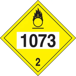 Accuform MPL726RM1 4-Digit DOT Placards: Hazard Class 2 - 1073 (Refrigerated Liquid Oxygen)