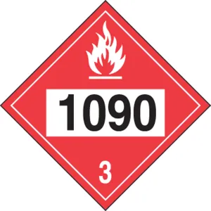 Accuform MPL731VP10 4-Digit DOT Placards: Hazard Class 3 - 1090 (Acetone)