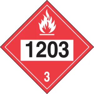 Accuform MPL733RM1 4-Digit DOT Placards: Hazard Class 3 - 1203 (Gasoline)
