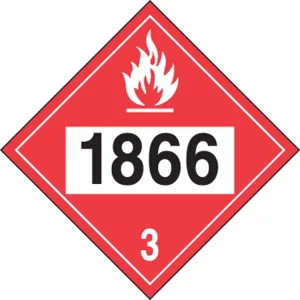 Accuform MPL734VP1 4-Digit DOT Placards: Hazard Class 3 - 1866 (Resin Solution)