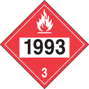 Accuform MPL736MG100 4-Digit DOT Placards: Hazard Class 3 - 1993 (Flammable Liquid)
