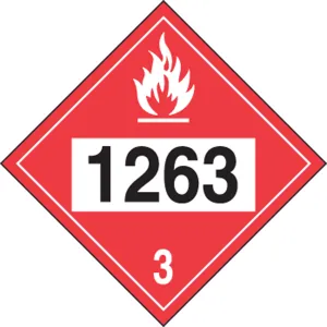 Accuform MPL737CT1 4-Digit DOT Placards: Hazard Class 3 - 1263 (Paint)