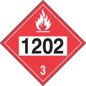 Accuform MPL744RM1 4-Digit DOT Placards: Hazard Class 3 - 1202 (Diesel Fuel)