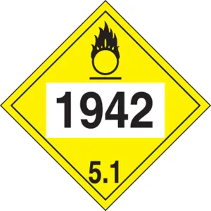 Accuform MPL751VS1 4-Digit DOT Placards: Hazard Class 5 - 1942 (Ammonium Nitrate)