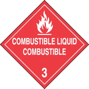 Accuform MPLSP5MG100 Spanish Bilingual DOT Placard: Hazard Class 3 - Combustible Liquid