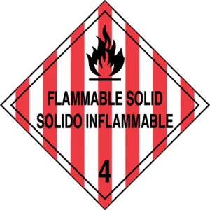 Accuform MPLSP6RM100 Bilingual DOT Placard: Hazard Class 4 - Flammable Solid