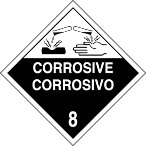 Accuform MPLSP7MG100 Spanish Bilingual DOT Placard: Hazard Class 8 - Corrosive