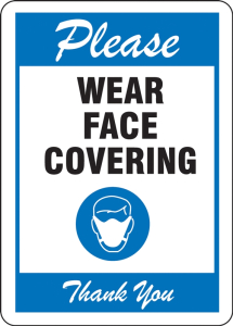 Accuform MPPA531XL Safety Sign: Please Wear Face Covering Thank you (blue)