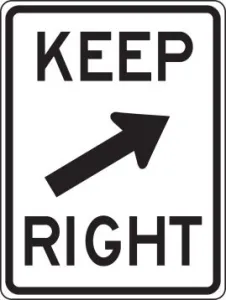 Accuform MR47BHP 24" x 18" Lane Guidance Sign: Keep Right (Diagonal), High Intensity Prismatic