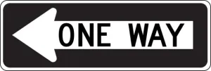 Accuform MR61LHP 12" x 36" Lane Guidance Sign: One Way (In Left Arrow), High Intensity Prismatic
